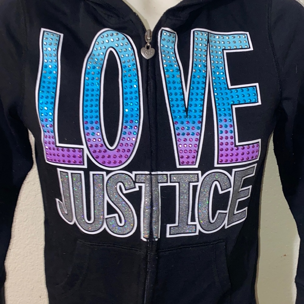 Justice Black Zip Up Hoodie - Girls Size 10